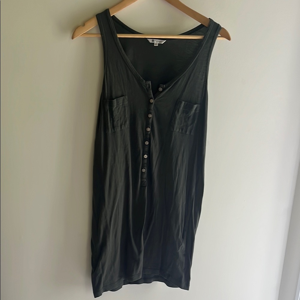 Velvet by Uniqlo Dark Green Sleeveless Button-Down Coverup/Dress